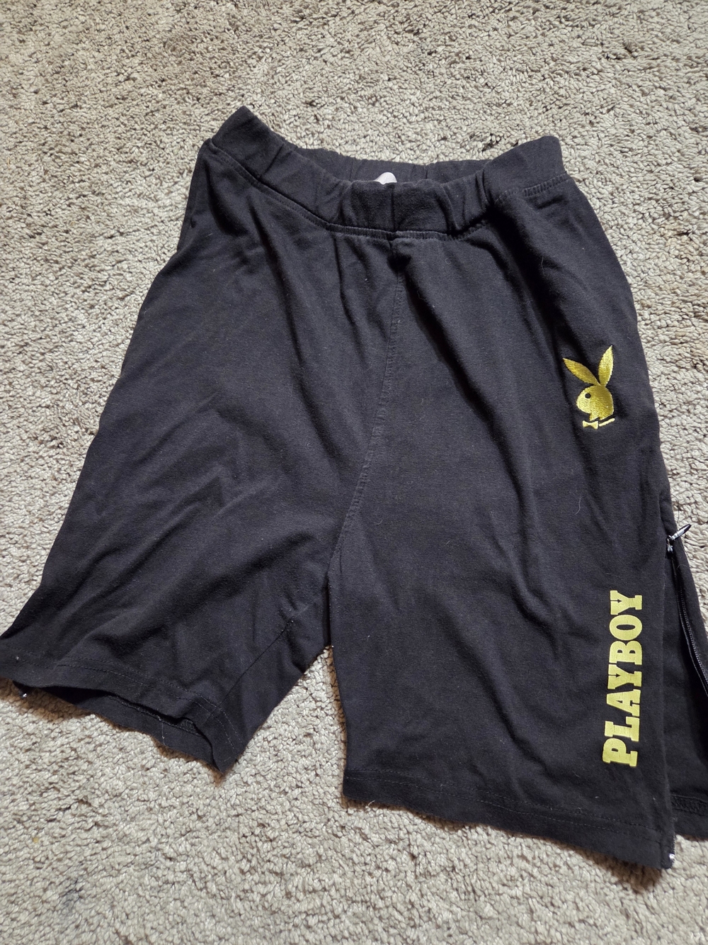 PLAYBOY X MISSGUIDED Black Bike Shorts with Yellow Logo